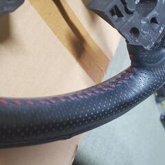 ☆★　N-BOX JF3 JF4 革巻きステアリング 革巻きシフトレバー　黒/赤ステッチ　★☆の画像