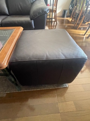 配送可【総革・美品】高級本革3人掛け＋オットマン｜幅220cm｜オーダーメイド｜使用少なめ