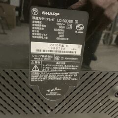 【格安】SHARP 液晶カラーテレビ LC-32DE5 2010年製 通電確認済み リモコン無 良品 早い者勝ち 引取歓迎 配送OKの画像