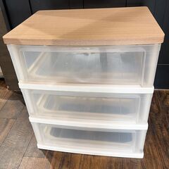 美品 アイリスオーヤマ 木製天板 チェスト 3段の画像