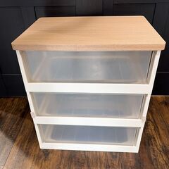 美品 アイリスオーヤマ 木製天板 チェスト 3段の画像