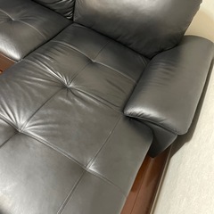 本革　特大ソファー　黒　リビング　事務所の画像