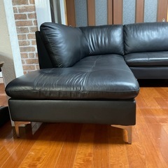 本革　特大ソファー　黒　リビング　事務所の画像