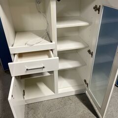 【格安】食器棚 キッチンカウンター ホワイト 小型家電収納付き 早い者勝ち 引取歓迎 配送OKの画像