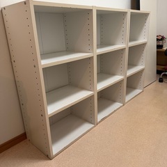 ホワイト本棚 3台セット 幅45×奥行30×高さ88.5cm 可動棚 収納棚 引き取り限定の画像