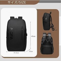 AISFA リュック バックパック 30L USB充電機能付き ブラックの画像