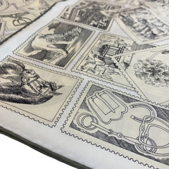 エルメス HERMES スカーフ LE PHILATELISTE DU FAUBOURG フォーブルの切手愛好家 カレ90 アイボリーの画像