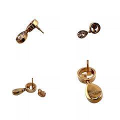 グッチ GUCCI ピアス ブロンディ インターロッキングGクリスタルドロップピアス 片方のみ ピンクゴールドの画像