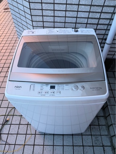 ☆AQUA アクア 全自動電気洗濯機 7.0kg 簡易乾燥 ガラストップ AQW-GS70JBK 2021年製 フロストゴールド