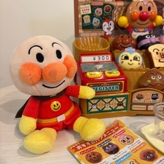 ジャムおじさんのパン工場とアンパンマンとバイキンマンのぬいぐるみセットの画像