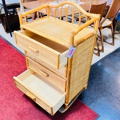 ラタン　チェスト　　4段チェスト　籐　昭和レトロ　ヴィンテージ　美品の画像