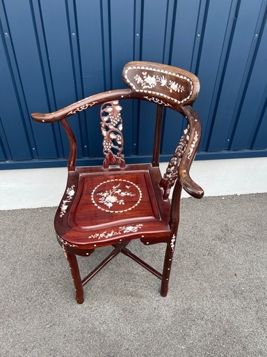 螺鈿細工 チェア 唐木家具 花鳥図②
