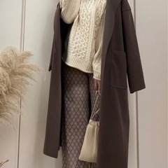 rectangle ダブルフェイスサイドスリットガウンコート ブラウンの画像