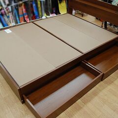 ③モダンデコ フレームのみ ダブルベッド 幅141×長さ213×高さ70cm コンセントあり 宮付き 引き出し付き ベッド下収納 ダブルサイズ  札幌市 清田区 平岡の画像