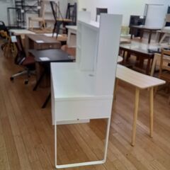 ★ジモティ割あり★  棚付きデスク ホワイト H140×D51×W105 クリーニング済み TK7333の画像