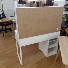 ★ジモティ割あり★  棚付きデスク ホワイト H140×D51×W105 クリーニング済み TK7333の画像