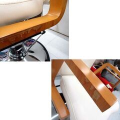 使用感あり バーバーチェア スタイリングチェア リクライニング機能 昇降式 足踏み油圧式 ホワイト系 床屋 理容 美容室 椅子 イス いす 苫小牧西店の画像