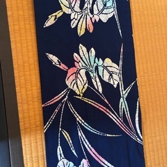 🌹浴衣　紺地菖蒲模様　黄色帯付き🌹の画像