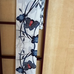 🌹浴衣　朱色帯付き　白地紺模様浴衣の画像