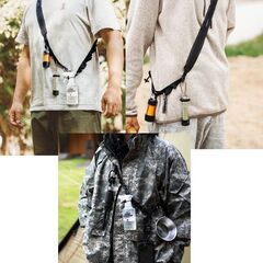 ショルダーストラップ アタッチメント ベルト 斜め掛け アウトドア キャンプ 登山 工事 道具 カメラ スマホ 持ち運び 収納 フック カラビナ 付属 黒 グレー 無地の画像