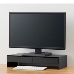 無印良品　収納 スチールモニタースタンド　引出付・ワイド・ダークグレー　の画像