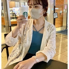 新品タグ付き　カスタネ　カップ付ストレッチコットン紐キャミ　ブルー　フリーサイズの画像