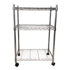 【現状品】3段ラック 1点 シルバー 棚 シェルフ 収納ラック 収納  書類保管 インテリア 事務所の画像