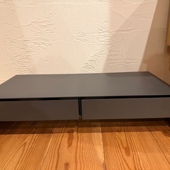 無印良品　収納 スチールモニタースタンド　引出付・ワイド・ダークグレー　の画像