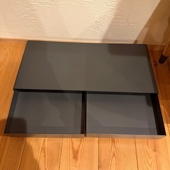 無印良品　収納 スチールモニタースタンド　引出付・ワイド・ダークグレー　の画像