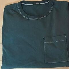 【お買得】長袖Tシャツ ポケットT 無地 緑・グリーンの画像