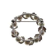 【美品】ミキモト（MIKIMOTO） 真珠 パール ブローチ サークル アコヤパール5.7mm シルバーの画像