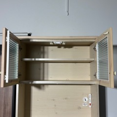 カントリー調 レンジボード エコル 76オープン ダイニング 幅76cm 高さ180cm 食器棚 キッチンボード 家具 札幌市白石区の画像