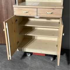 カントリー調 レンジボード エコル 76オープン ダイニング 幅76cm 高さ180cm 食器棚 キッチンボード 家具 札幌市白石区の画像