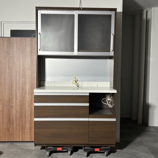 パモウナ レンジボード 幅120cm 高さ204cm 食器棚 キッチンボード 家具 札幌市白石区