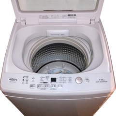 【ジ1118-13】珍しいガラスのふた‼️AQUA 全自動電気洗濯機 AQW-GV70H 7.0kg 2019年製の画像