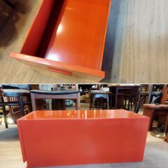 レトロ スチール 収納ボックス 衣装ケース 昭和レトロ 赤 /HJ-0564 2Fの画像