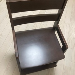 【キッズ】木製チェア　ブラウン　食事椅子　勉強椅子　学習椅子　6段階調整の画像