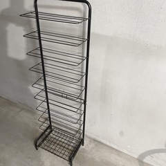 場所を取らない 薄型 シューズラック 幅cm ディスプレイ 国産 ブラック スリムシューズラック 省スペース 玄関 下駄箱 ラックの画像