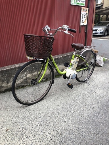 【京都発】京の楽チャリ　電動アシスト自転車　パナソニック　26インチ　薄緑色