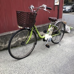 【京都発】京の楽チャリ　電動アシスト自転車　パナソニック　26インチ　薄緑色の画像