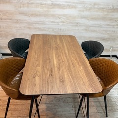 
【木目調×アイアン脚ダイニングテーブルチェアセット】の画像