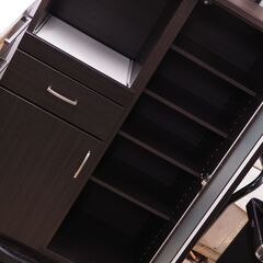 ニトリ レンジ台 食器棚 スライド棚付き 木目調 配達設置対応 コンセント付 レンジボードの画像