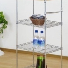 【11/22-24引渡】美品キャスター付きキッチンワゴン　ルミナス ドウシシャ スチールラックの画像