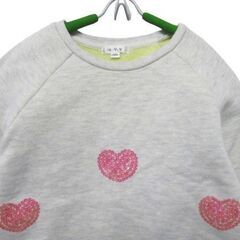 a.v.v キッズ 120サイズ トレーナー スウェット 暖かな裏フリース かわいいスパンコールハートデザイン ライトグレーピンクの画像