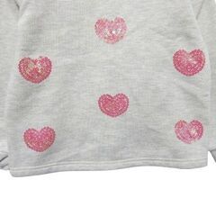 a.v.v キッズ 120サイズ トレーナー スウェット 暖かな裏フリース かわいいスパンコールハートデザイン ライトグレーピンクの画像