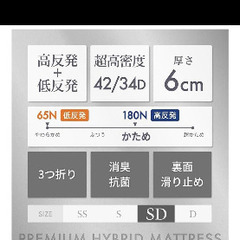 GOKUMINプレミアムハイブリッドマットレス　セミダブル　の画像