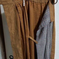 巻きスカート　スエードチェック柄の画像