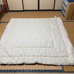 【中古/長期保管品/お引取り限定】■こたつ組布団■正方形■ギンガムチェック柄■茶×白■の画像