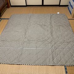 【中古/長期保管品/お引取り限定】■こたつ組布団■正方形■ギンガムチェック柄■茶×白■の画像