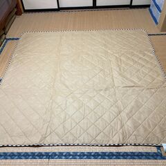 【中古/長期保管品/お引取り限定】■こたつ組布団■正方形■ギンガムチェック柄■茶×白■の画像